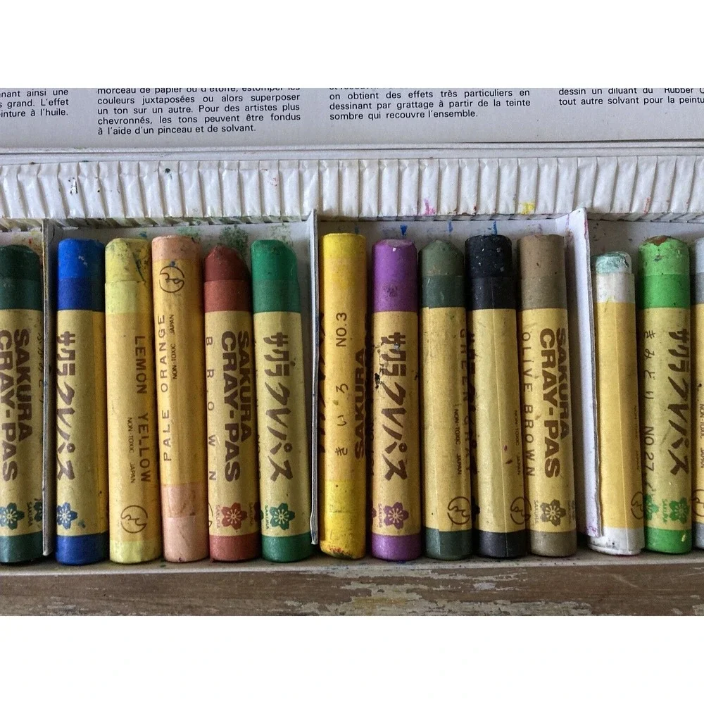 Vintage artist art drawing supplies Sakura Cray Pas Jumbo oil pastels 25 sticks